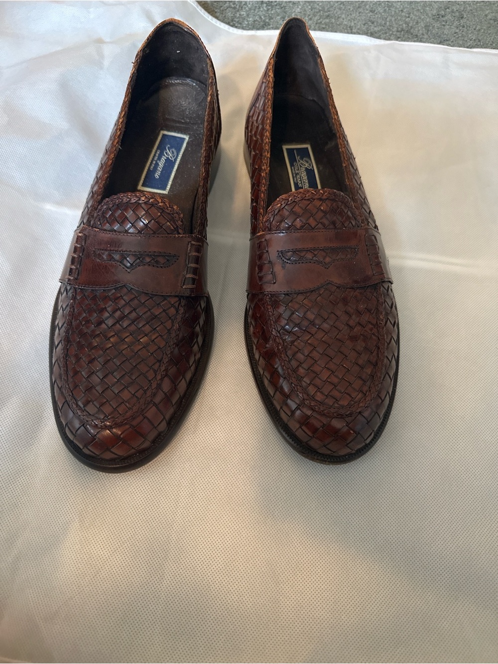 Vintage Bragano by Cole Haan Woven Leather Loafers Made in Italy Mens Shoes